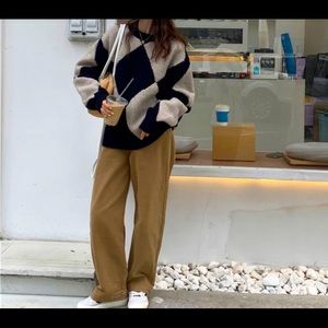 Argyle sweater, retro-chic, oversized fit, 100%cotton